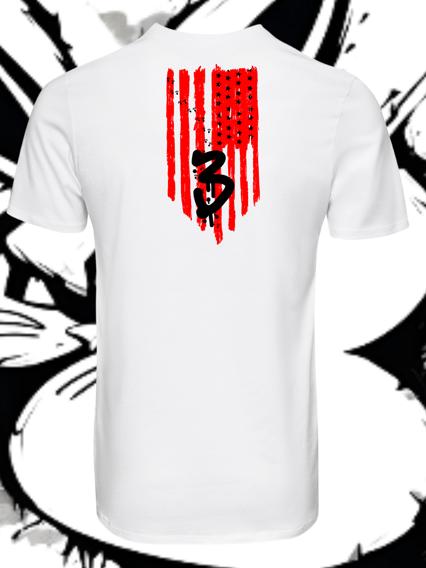 3Merica-ss- Wht T-shirt/ Red&Black Logo