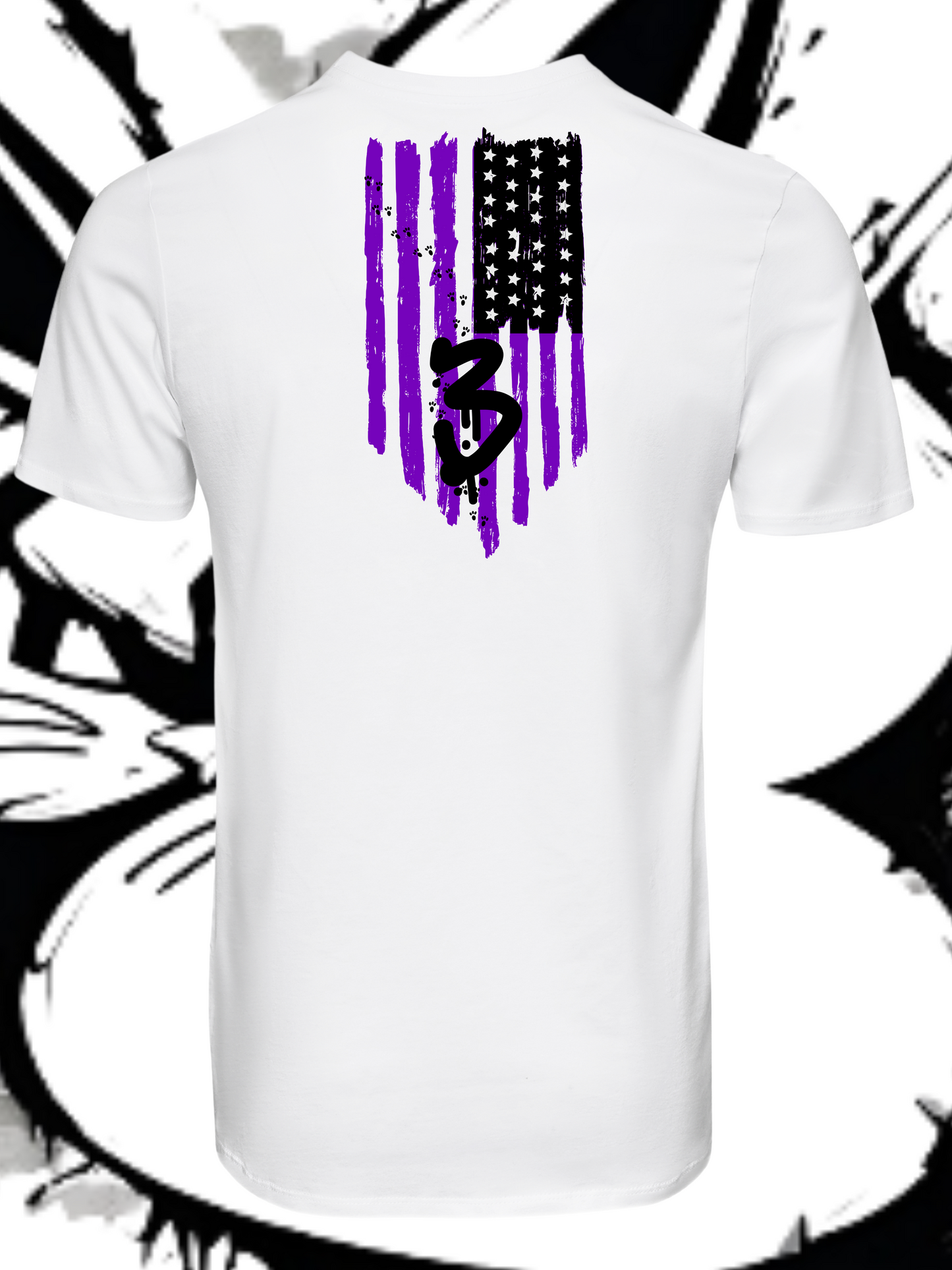 3Merica-ss- Wht T-shirt/ Purple&Black Logo