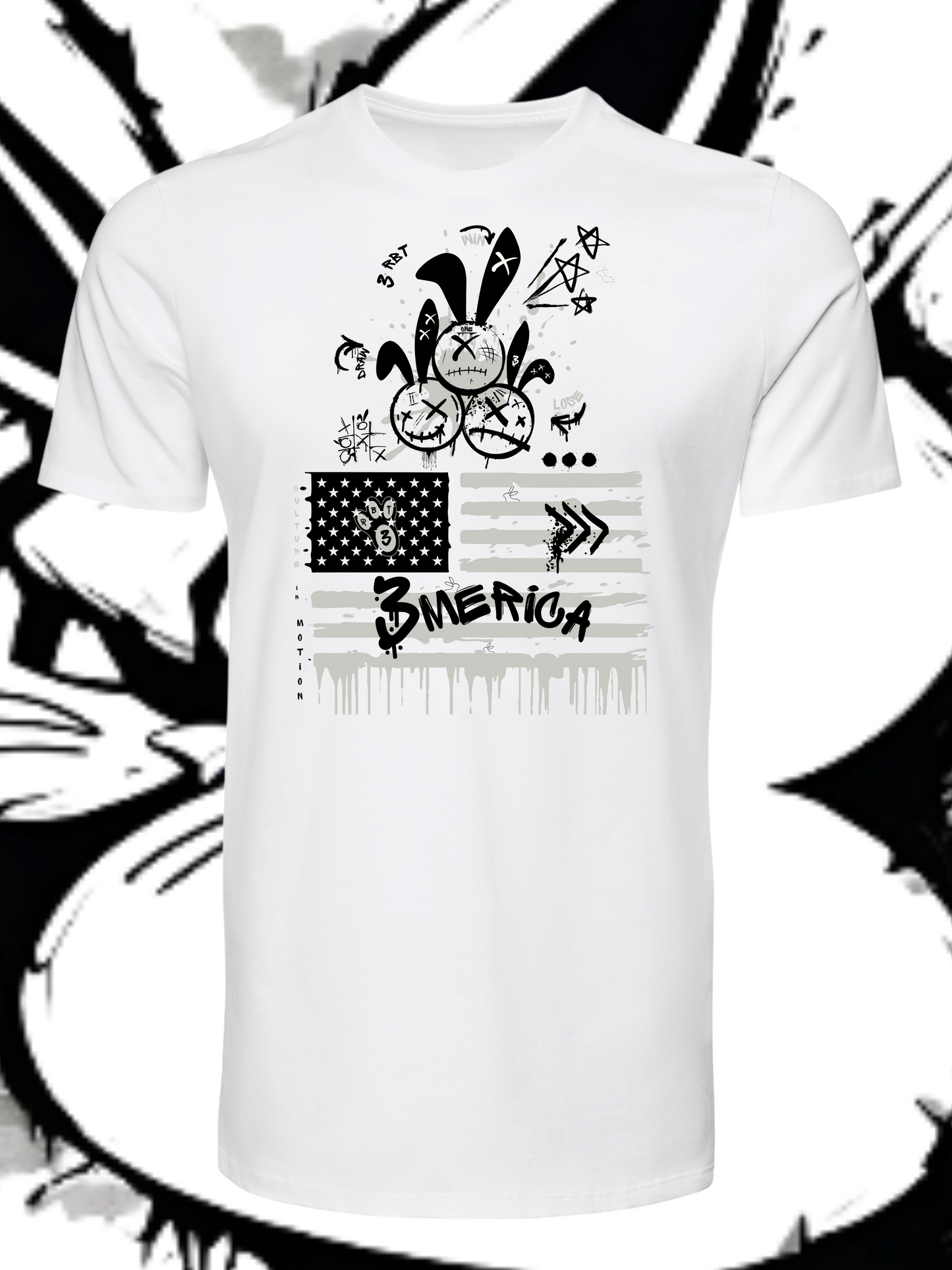 3Merica-ss-Wht T-shirt/ grey&black Logo