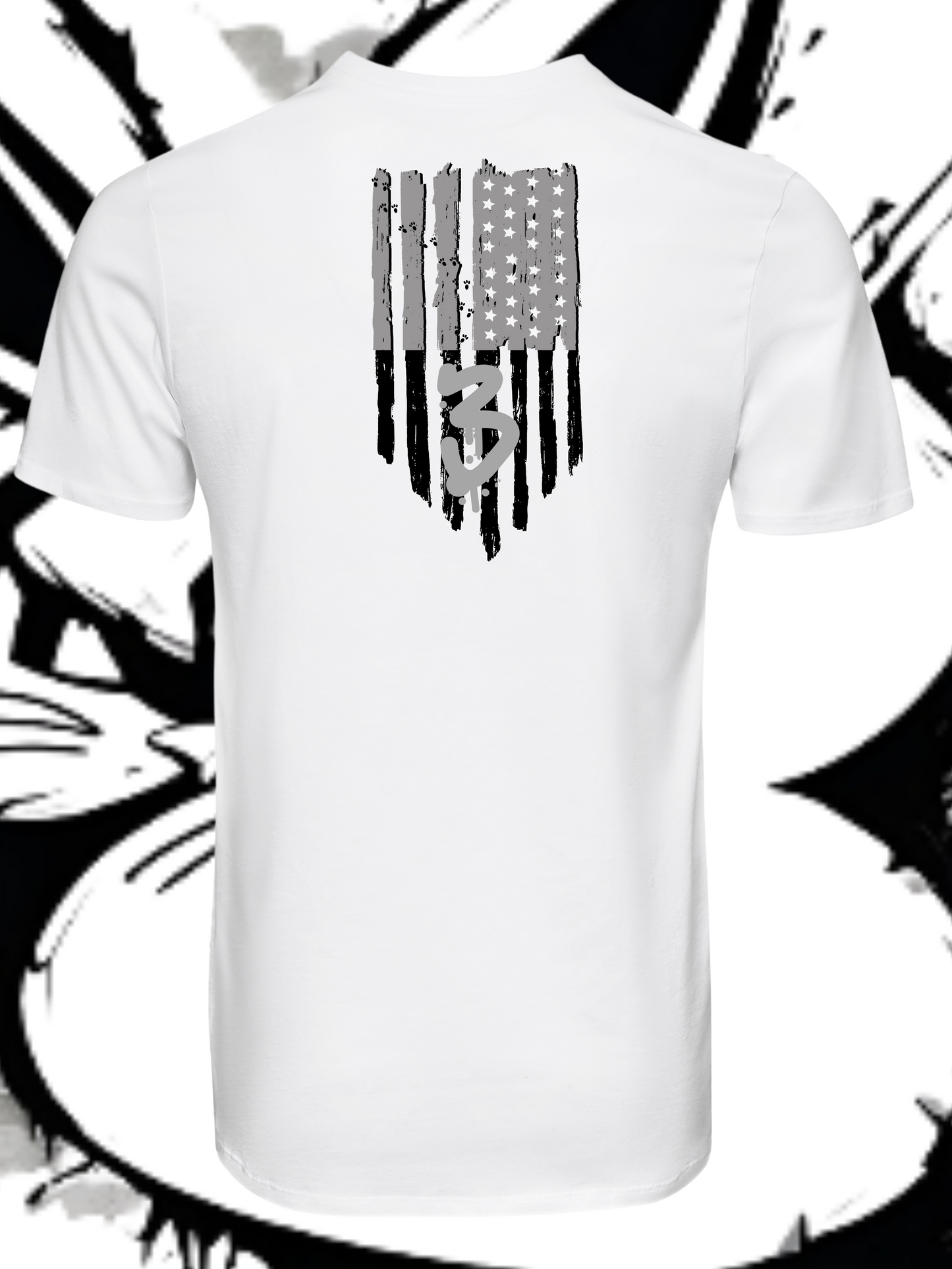 3Merica-ss-Wht T-shirt/ grey&black Logo