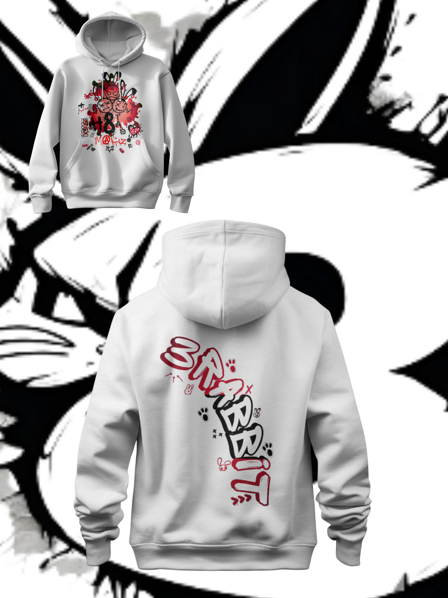 3RBT WHT Pullover Hoodie/ Black on Red Logo
