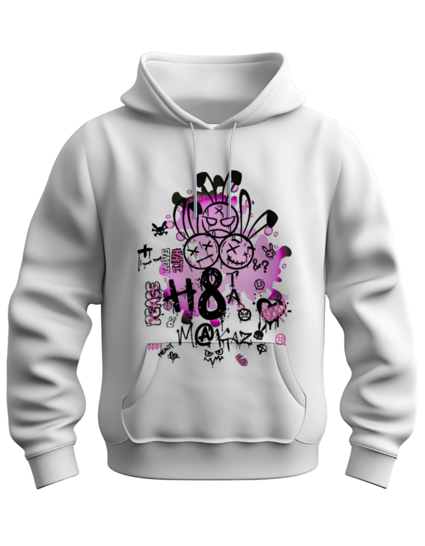 3RBT WHT Pullover Hoodie/ Black on Pink logo