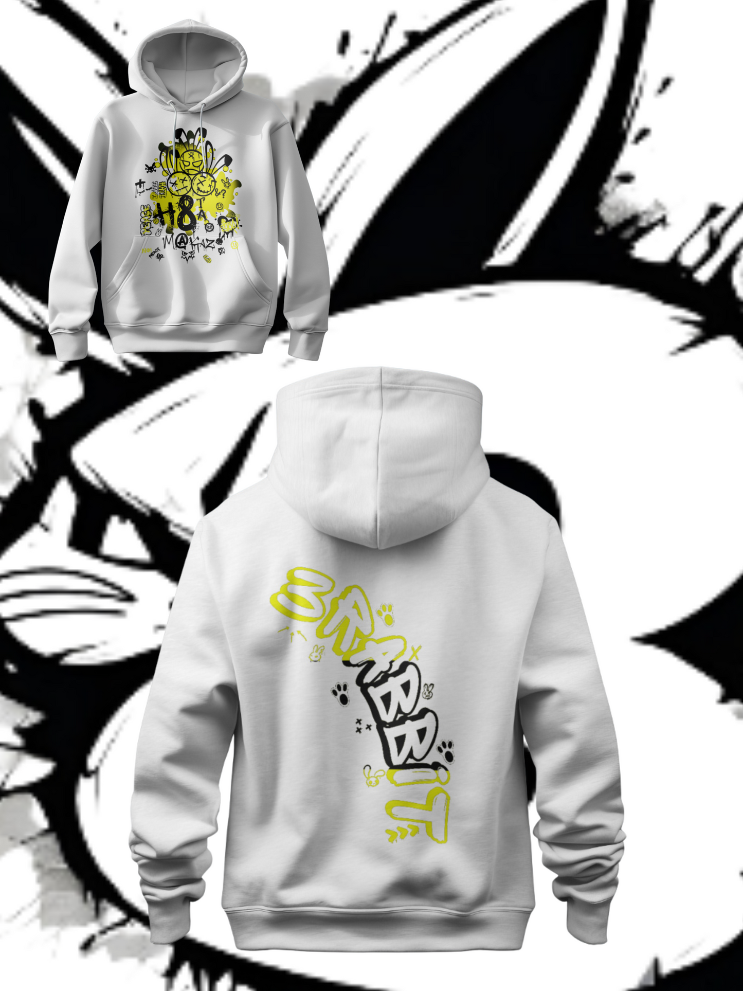 3RBT WHT Pullover Hoodie/ Black on Yellow Logo