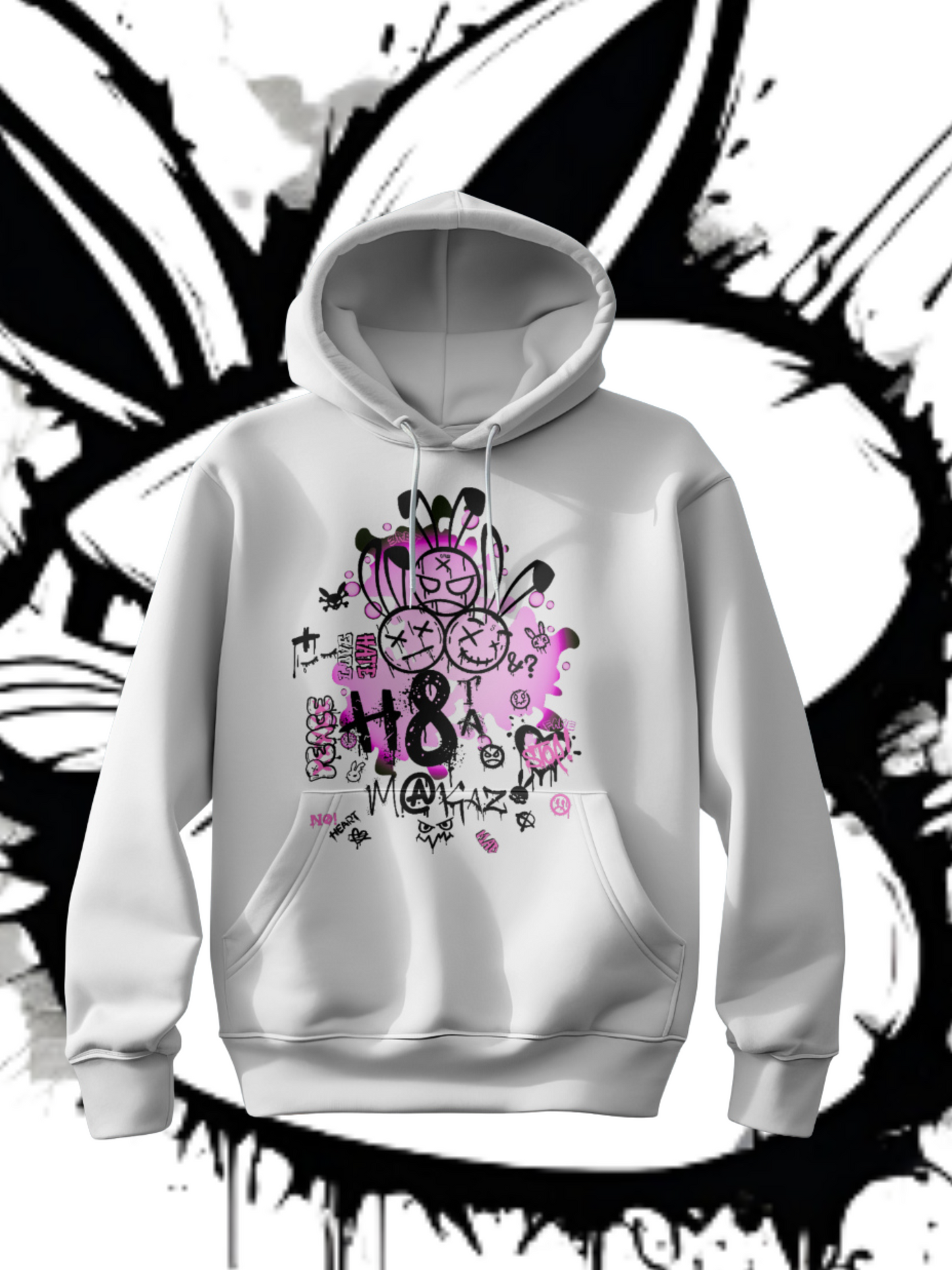 3RBT WHT Pullover Hoodie/ Black on Pink logo