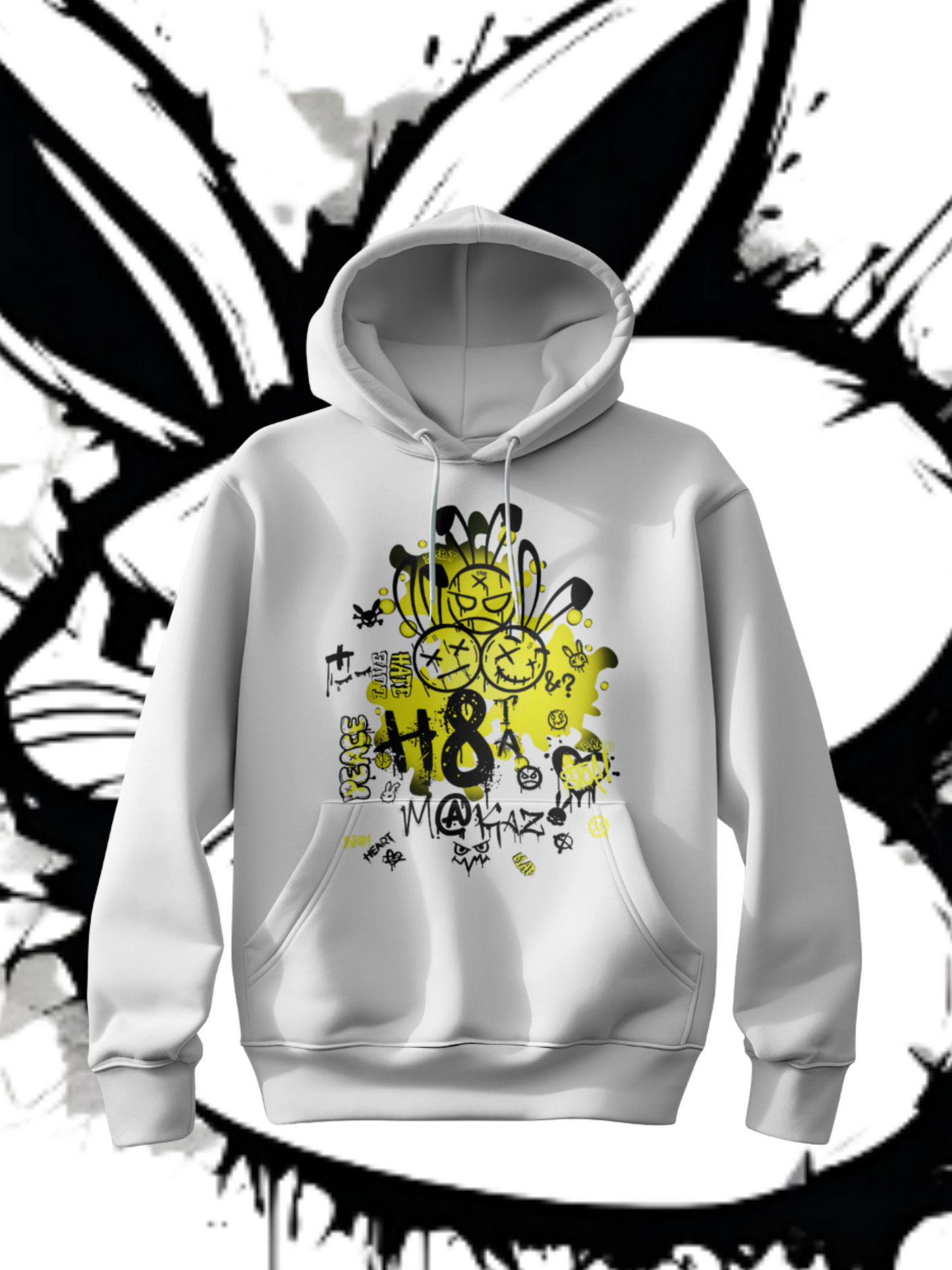 3RBT WHT Pullover Hoodie/ Black on Yellow Logo
