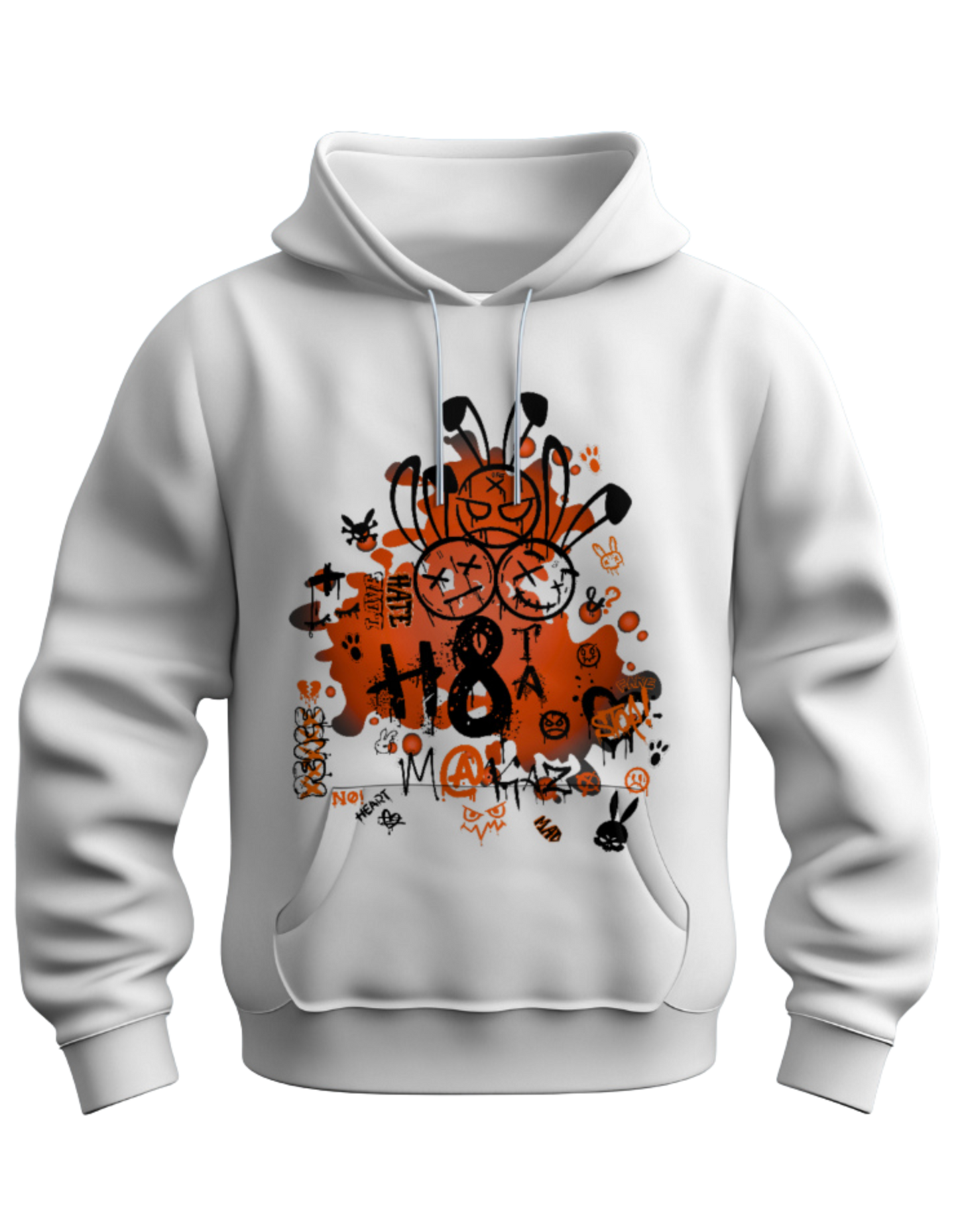 3 RBT WHT Pullover Hoodie/ Black on Orange logo
