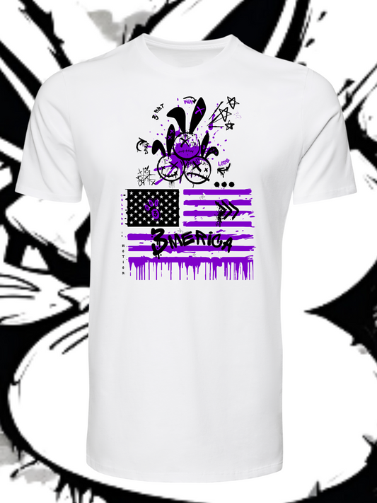 3Merica-ss- Wht T-shirt/ Purple&Black Logo