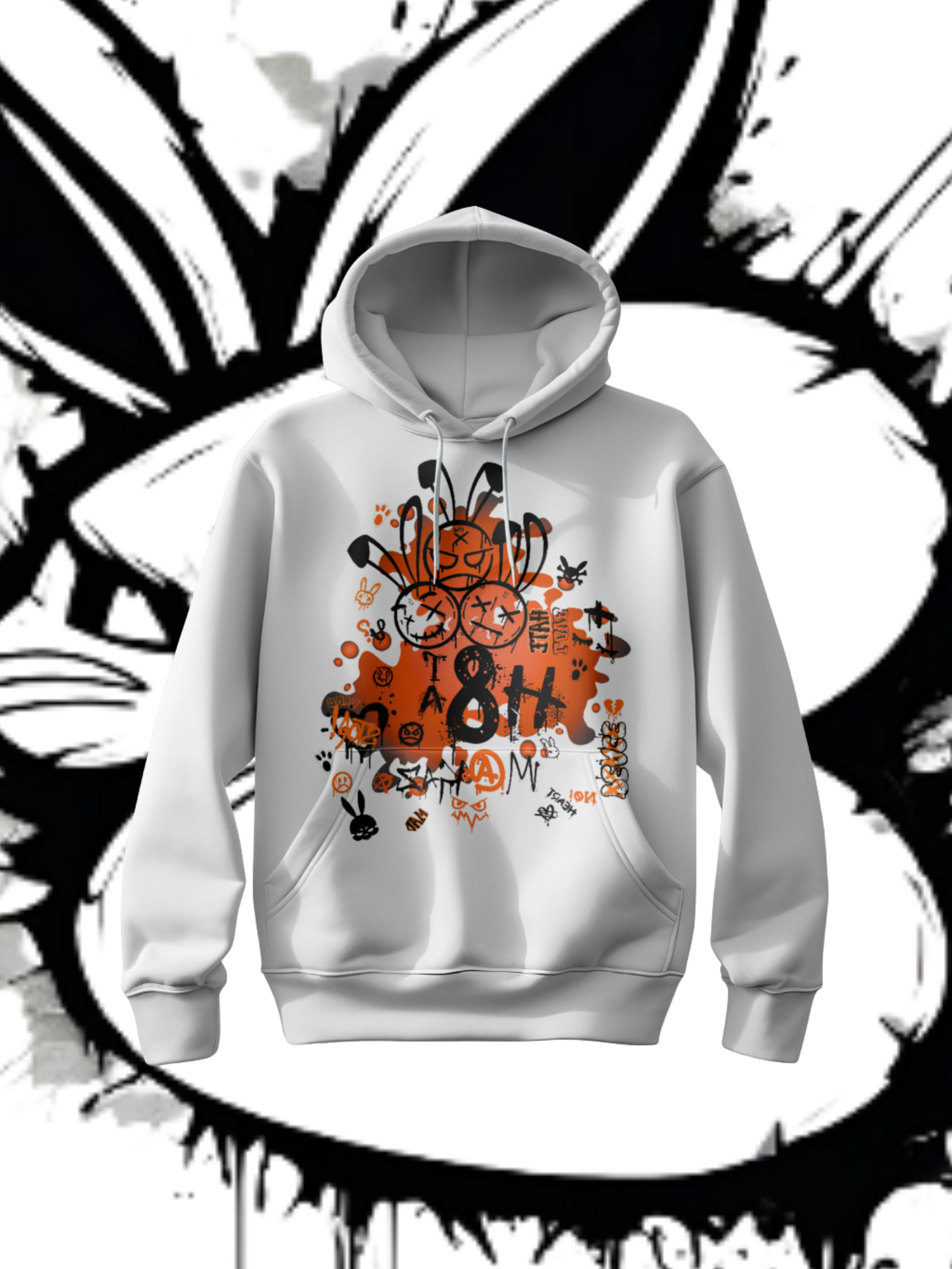 3 RBT WHT Pullover Hoodie/ Black on Orange logo