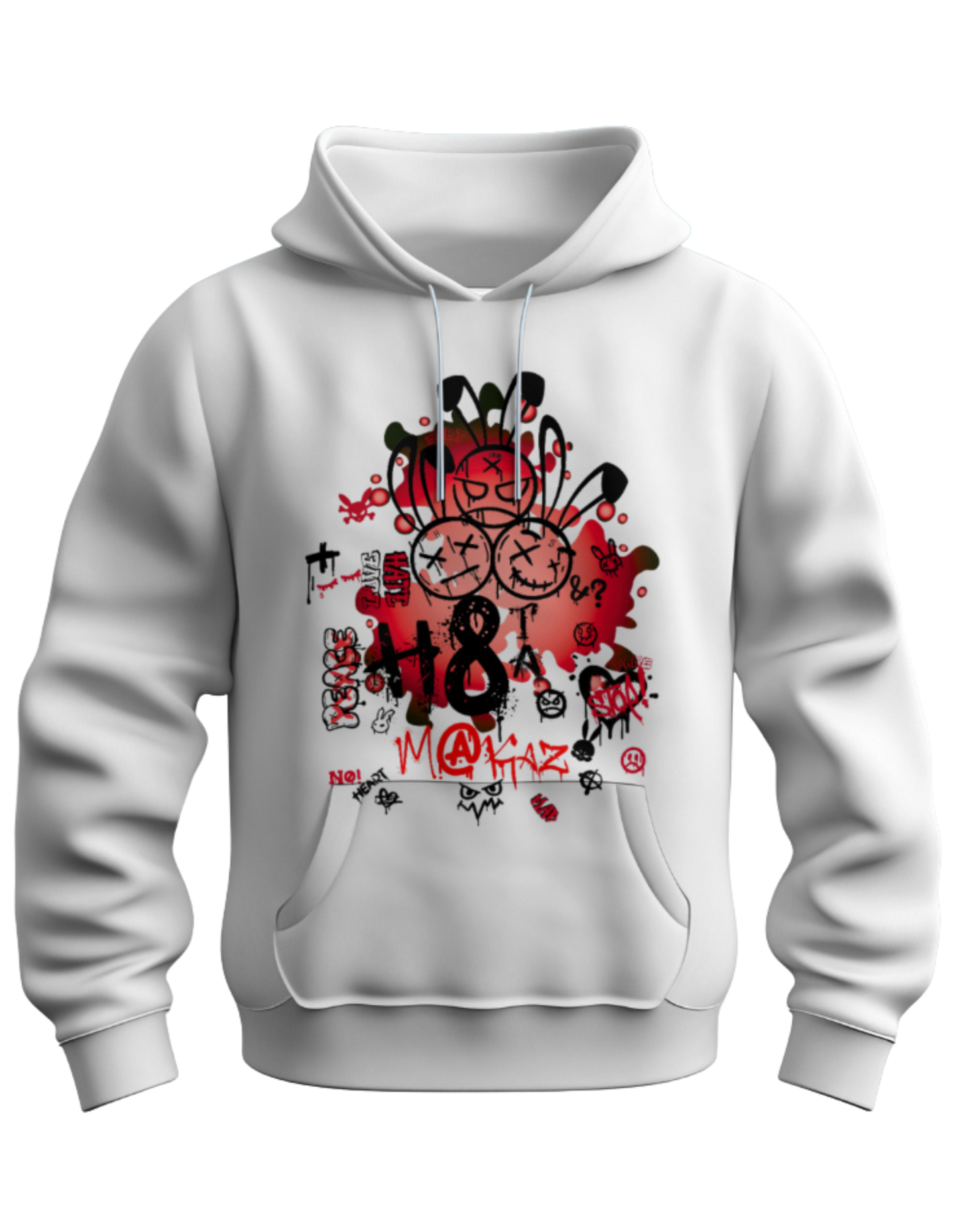 3RBT WHT Pullover Hoodie/ Black on Red Logo