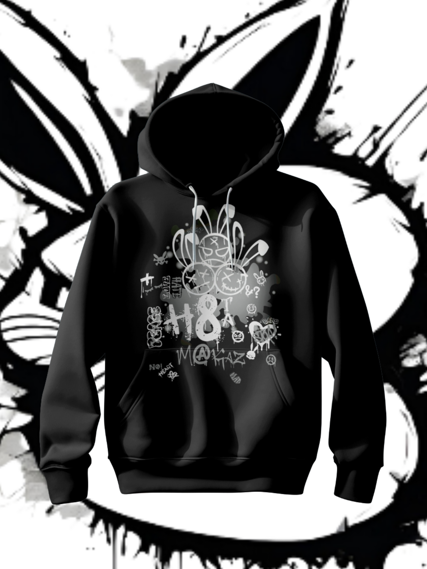 3RBT BLK Pullover Hoodie/ White on Grey Logo