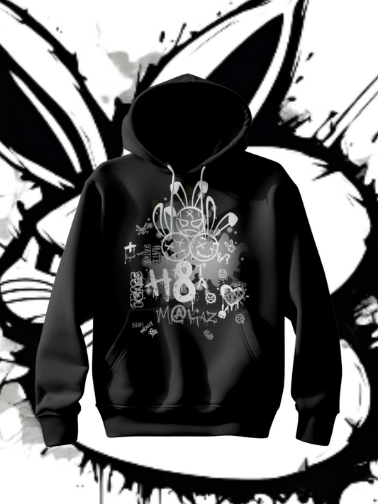 3RBT BLK Pullover Hoodie/ White on Grey Logo