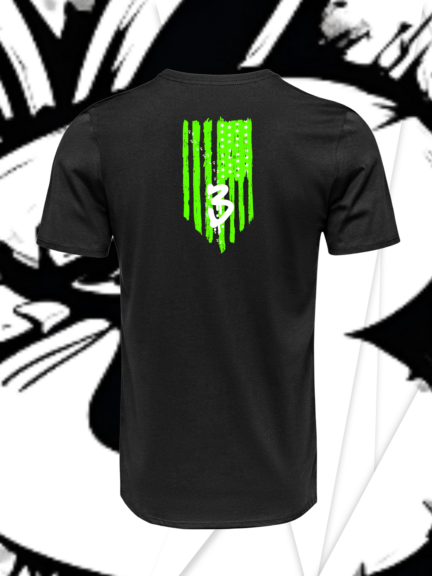 3Merica SS WHT TSHIRT/ LIME GREEN & BLACK Logo