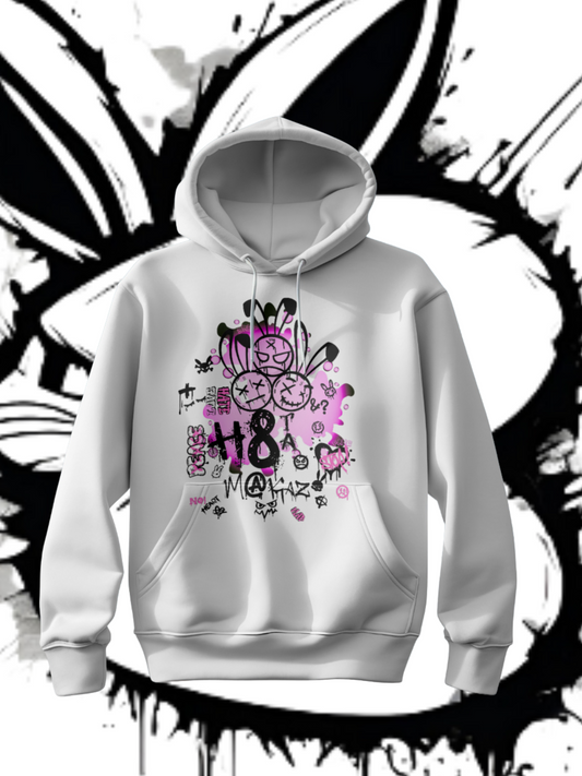 3RBT WHT Pullover Hoodie/ Black on Pink logo
