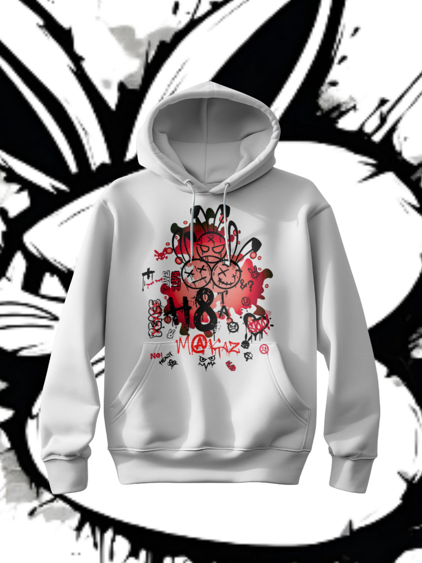 3RBT WHT Pullover Hoodie/ Black on Red Logo