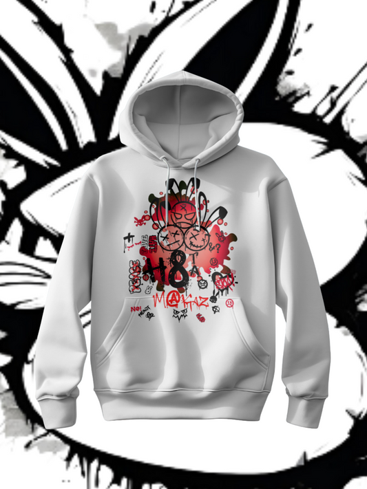 3RBT WHT Pullover Hoodie/ Black on Red Logo
