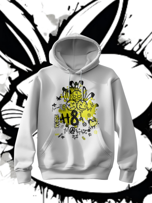 3RBT WHT Pullover Hoodie/ Black on Yellow Logo